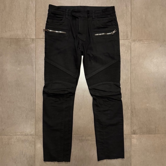 Balmain Men’s Black Quilted Biker Jeans, 30 - Picture 1 of 9